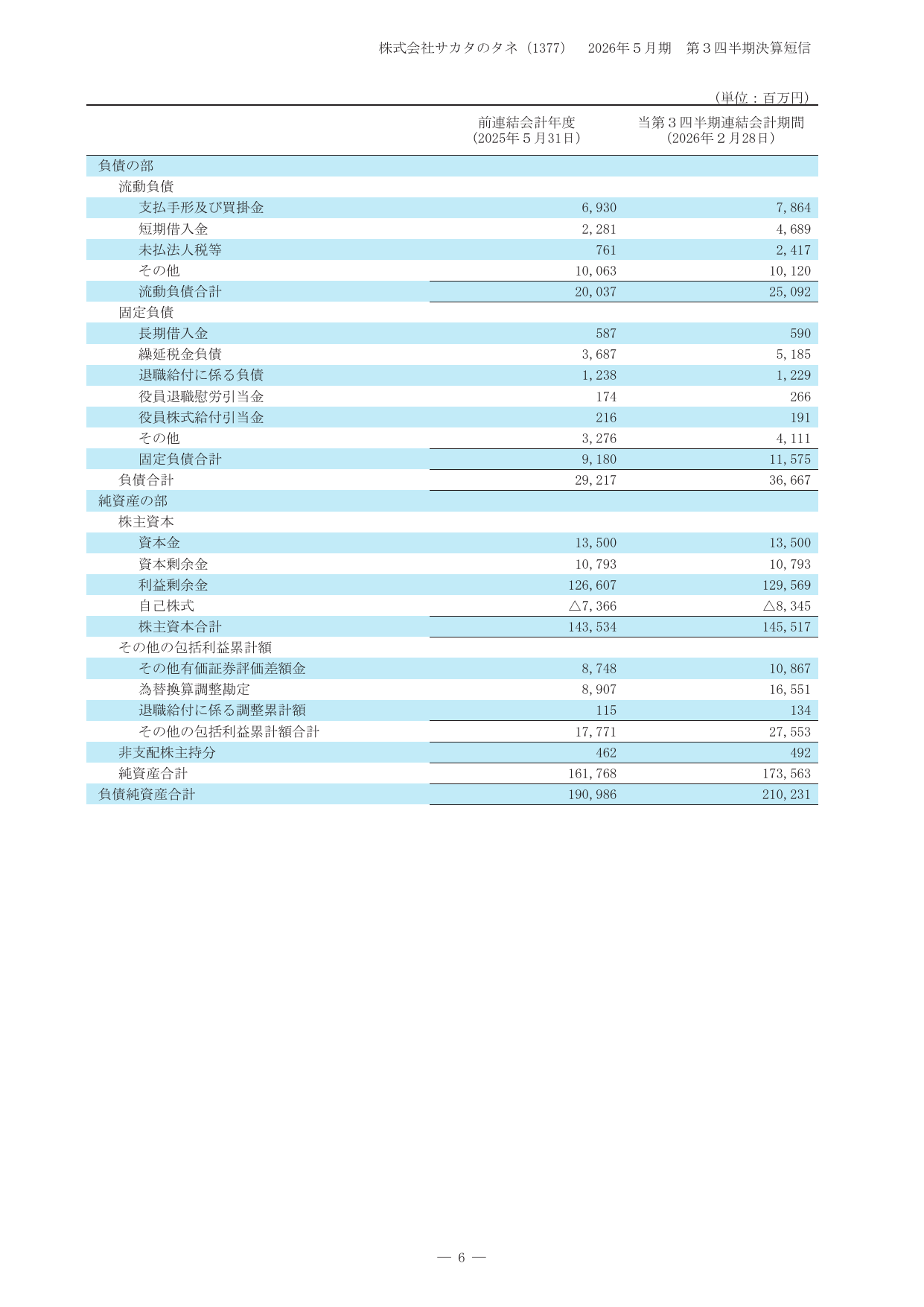C社 日本語版の連結貸借対照表ページ