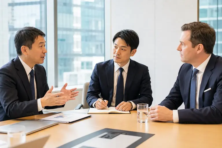 日本企業の経営者と海外投資家の間で通訳するIR通訳者